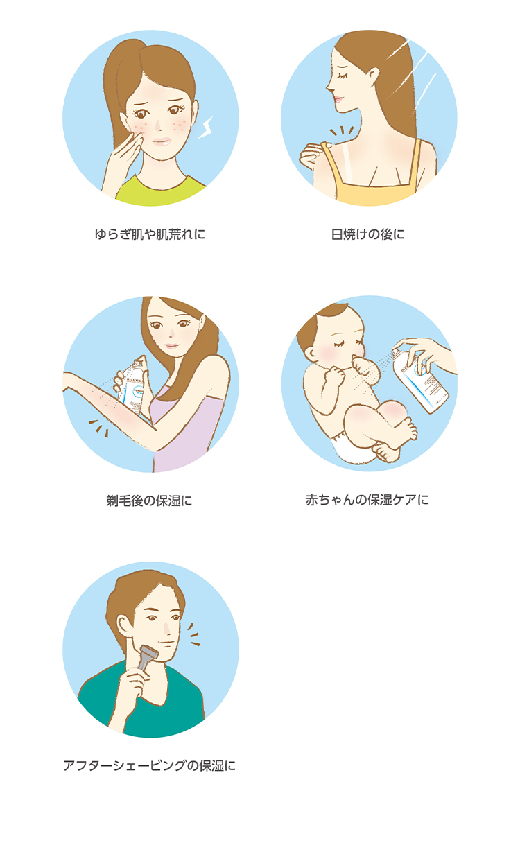 ゆらぎ肌や肌荒れに 日焼けの後に 剃毛後の保湿に 赤ちゃんの保湿ケアに アフターシェービングの保護に